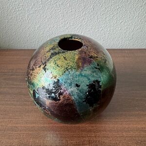Vintage Handcrafted Iridescent Orb Vase